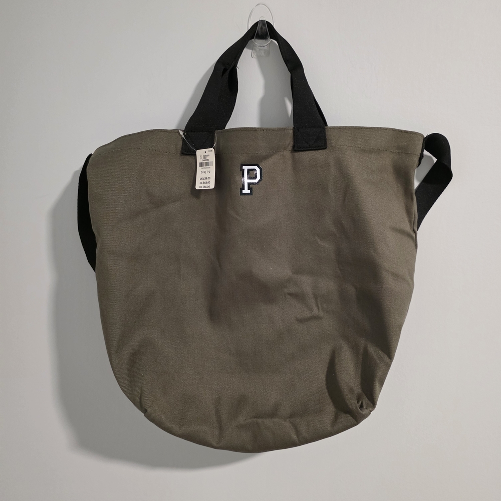 Victoria’s Secret PINK Canvas Tote Bag Olive Green Large Shopper New With Tags - Picture 6 of 10